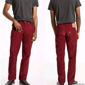 Levi's 514 Men's Red Corduroy Straight Casual Preppy Pants Size 36x29